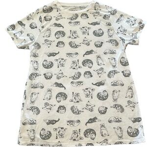 Taylor Swift Cat T-Shirt White & Black Cat Drawings Size Large